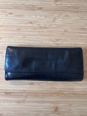 Vintage 2008 HOBO Sadie Black Leather Trifold Wallet- OG Leather